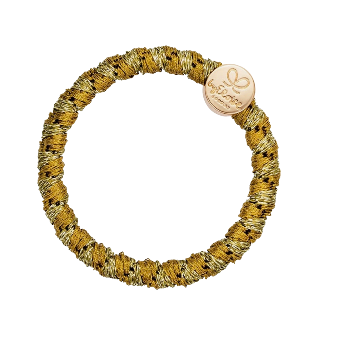 Olivgrünes byEloise Bangle Band Haargummi mit goldenem Circle Charm