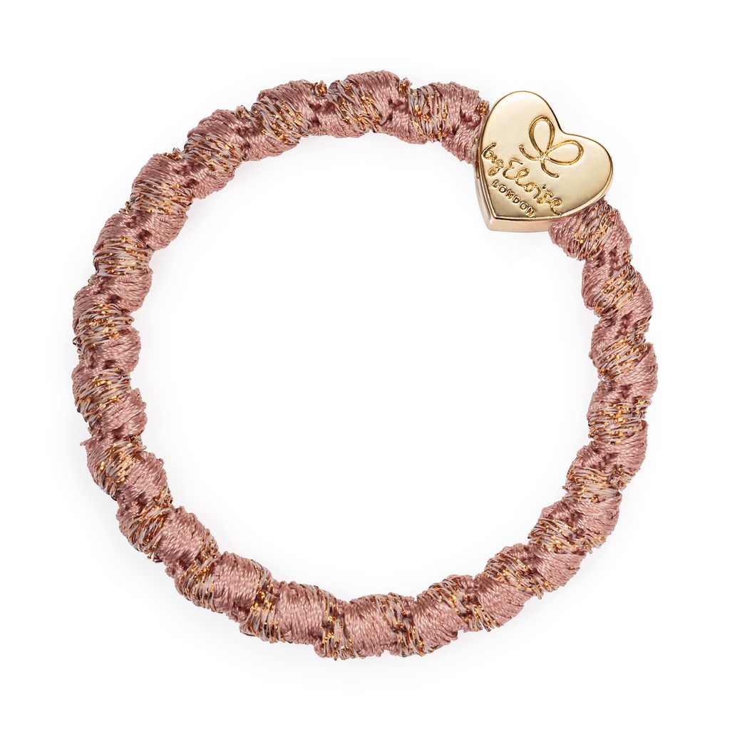 Roséfarbenes byEloise Bangle Band Haargummi mit goldenem Herz Charm