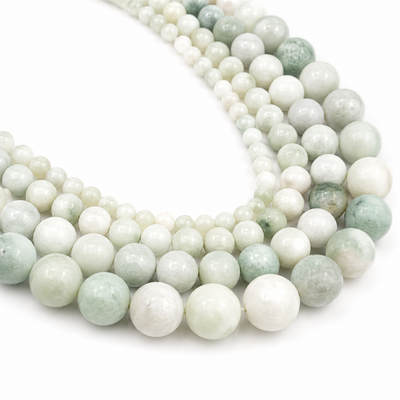 Jade Perlenstrang 4mm Naturstein – Runde Edelsteinperlen in Weiß & Mint