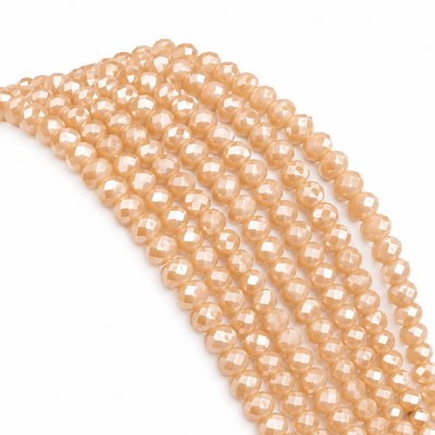 Facett Glasperlen in Champagner 6mm – elegante Schmuckperlen in hellem Beige