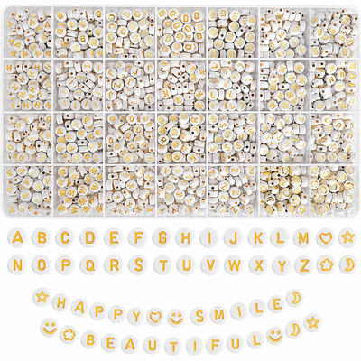 goldene Buchstabenperlen Box für Armbänder