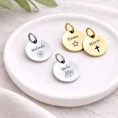 Gravur Anhänger "Name + Symbol" personalisiert
