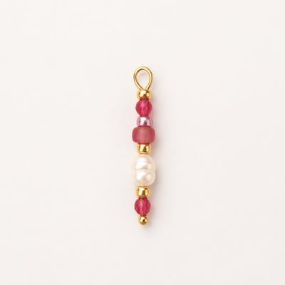 Mix & Match Ohrring Anhänger mit Süßwasserperle und rosafarbenen Glasperlen, vergoldete Edelstahl Details, Schmuck für Creolen