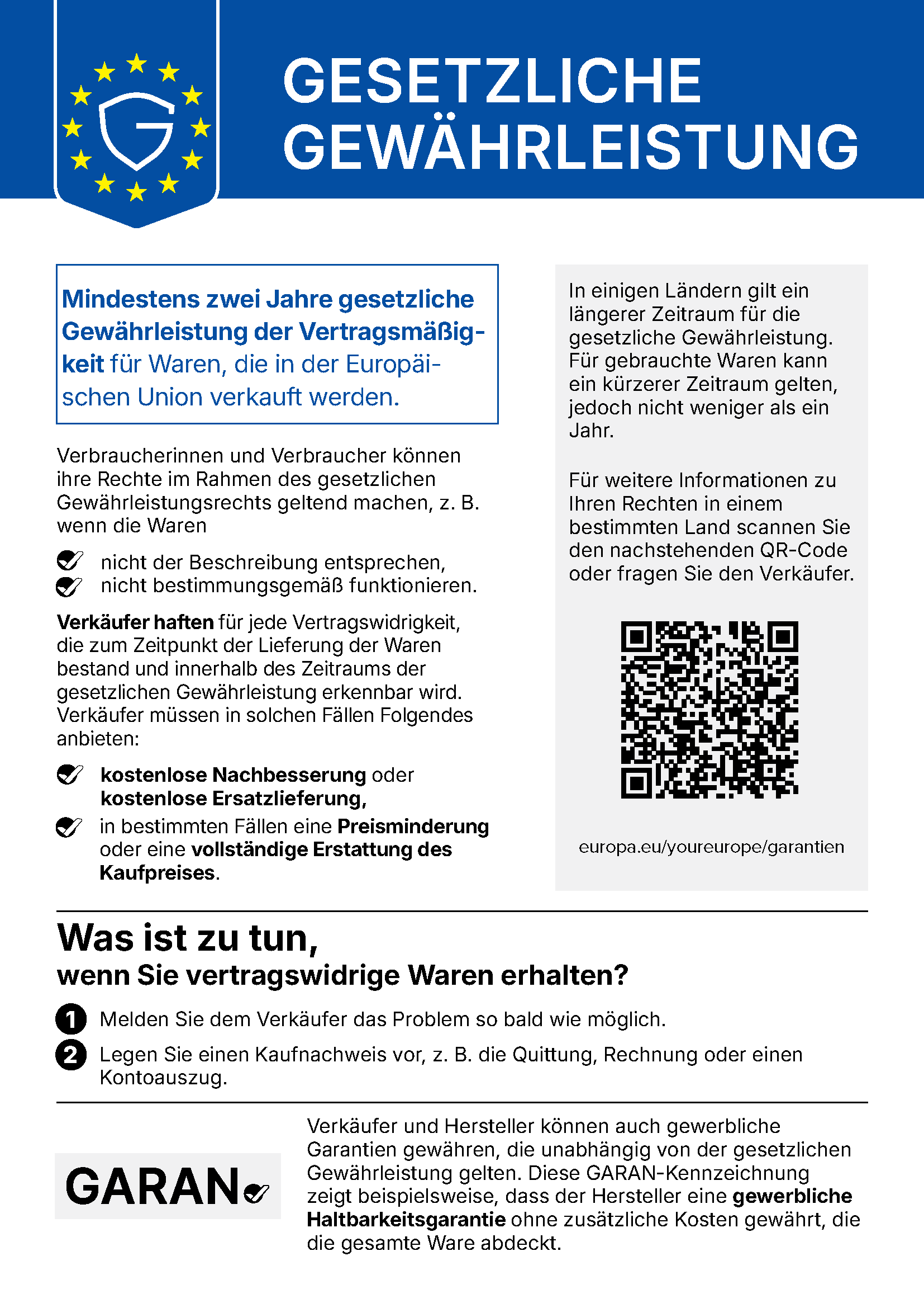 Mitteilung über das gesetzliche Gewährleistungsrecht in der EU